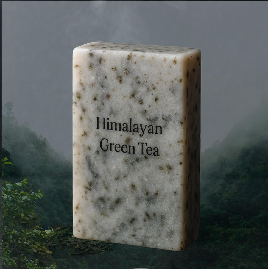 Gentle sage green soap with tea flecks and fresh aroma Himalayan Green Tea Soap